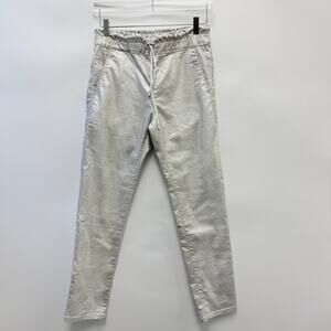 Bevy Flog Shely Pants Metallic Champagne Snake Drawstring Pants Sz 27